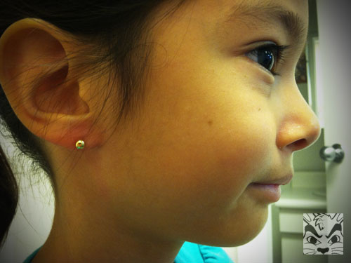 Sienna requested her ears pierced and we got them done at the doctor's.